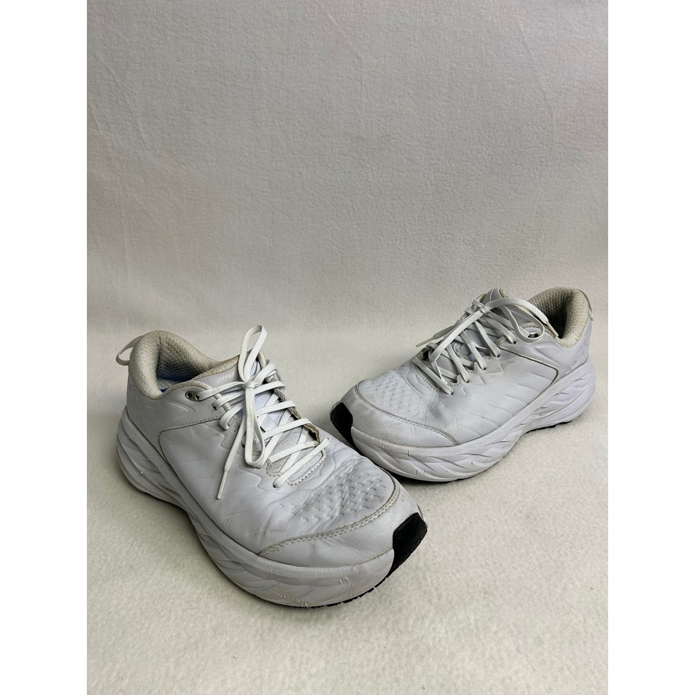 Athletic Work Comfort Hoka One One Mens 12 White Bondi SR Leather Sneakers